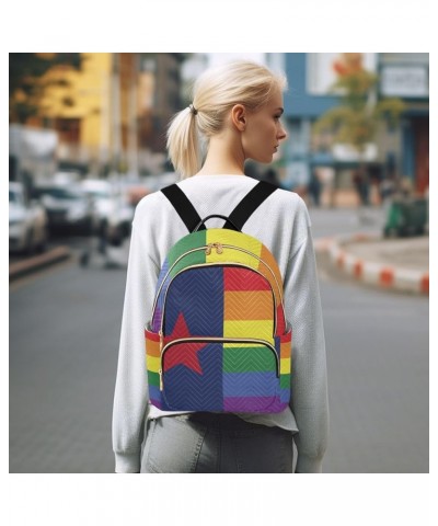 Women Backpack Rainbow Gay Pride Star Anti-Theft Travel Backpack with Luggage Belt Lightweight Handbag Lady Purse Roomy Doubl...