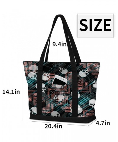 Tote Bag for Women Canvas Shoulder Bag Large Casual Handbag Lightweight Tote Bag with Zipper for Work Travel Shopping Cartoon...