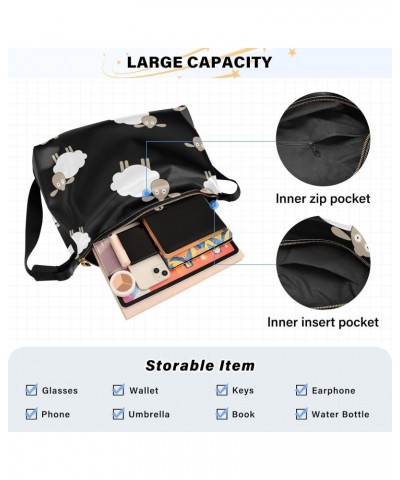 Lamb Hobo Shoulder Bag for Women Men PU Leather Crossbody Bag Slouchy Tote Handbags for Work Travel $18.47 Totes