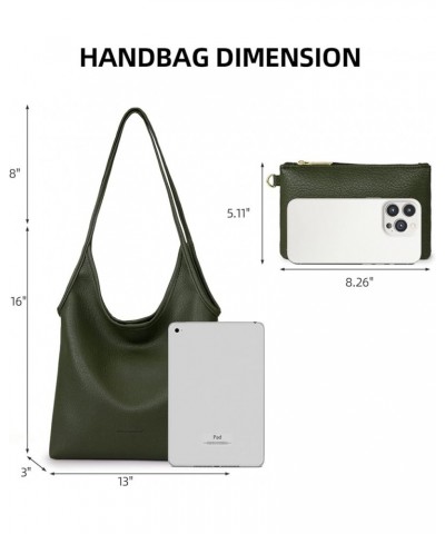 Slouchy Hobo Bags for Women Soft Designer Shoulder Purses Ladies Top Handle Handbag 1olive Green $11.48 Handbags