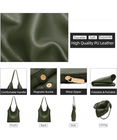 Slouchy Hobo Bags for Women Soft Designer Shoulder Purses Ladies Top Handle Handbag 1olive Green $11.48 Handbags