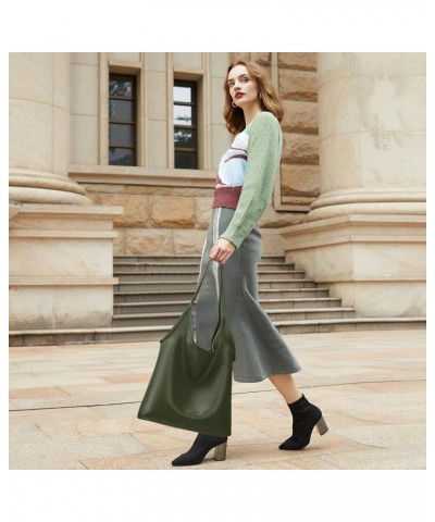 Slouchy Hobo Bags for Women Soft Designer Shoulder Purses Ladies Top Handle Handbag 1olive Green $11.48 Handbags