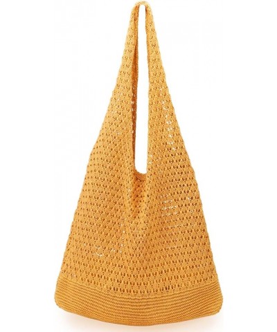 Crochet Bags for Women Summer Beach Tote Bag Aesthetic Tote Bag Hippie Bag Knit Bag Yellow $10.68 Totes