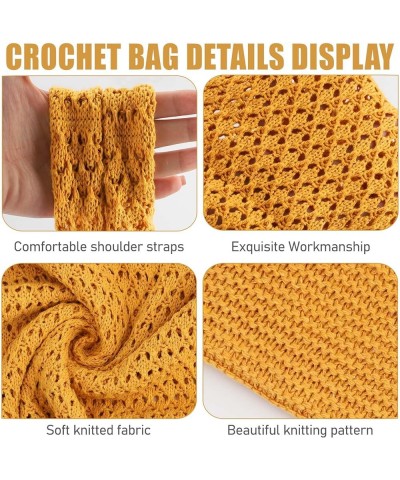 Crochet Bags for Women Summer Beach Tote Bag Aesthetic Tote Bag Hippie Bag Knit Bag Yellow $10.68 Totes