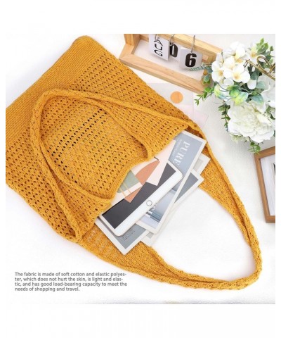 Crochet Bags for Women Summer Beach Tote Bag Aesthetic Tote Bag Hippie Bag Knit Bag Yellow $10.68 Totes