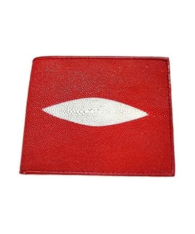 Genuine Stingray Skin Leather Bifold Wallet Card men red white $33.92 Wallets