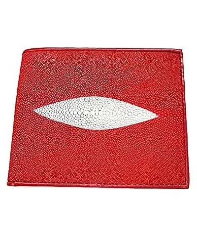 Genuine Stingray Skin Leather Bifold Wallet Card men red white $33.92 Wallets