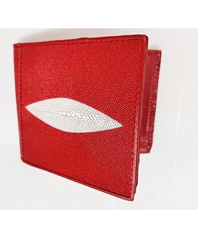 Genuine Stingray Skin Leather Bifold Wallet Card men red white $33.92 Wallets