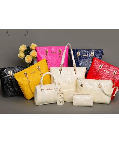 6pcs Women Handbags and Purses Set PU Totes Top-handle Satchel Shoulder Bag Clutch Wallet-Pink Pink $42.93 Totes