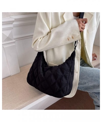 Quilted Hobo Shoulder Bags for Women Lightweight Puffy Padded Crossbody Bag Puffer Tote Handbag Large Trendy Purse Black $13....