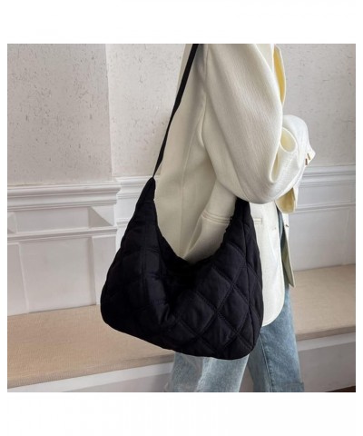 Quilted Hobo Shoulder Bags for Women Lightweight Puffy Padded Crossbody Bag Puffer Tote Handbag Large Trendy Purse Black $13....