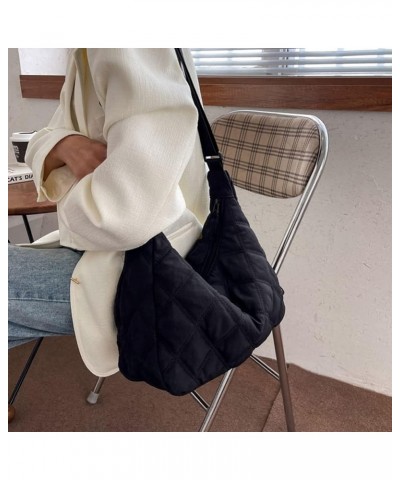 Quilted Hobo Shoulder Bags for Women Lightweight Puffy Padded Crossbody Bag Puffer Tote Handbag Large Trendy Purse Black $13....