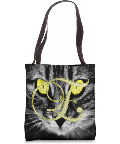 E Yellow Cat Eye Kitten Kitty Pet Animal Initial Letter Name Tote Bag $11.58 Totes