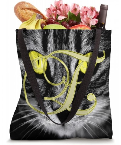 E Yellow Cat Eye Kitten Kitty Pet Animal Initial Letter Name Tote Bag $11.58 Totes