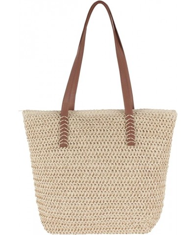 Women Straw Crochet Tote Bohemian Summer Beach Bag Large Handmade Shoulder Bag (Light Brown) 6845beige $25.52 Totes