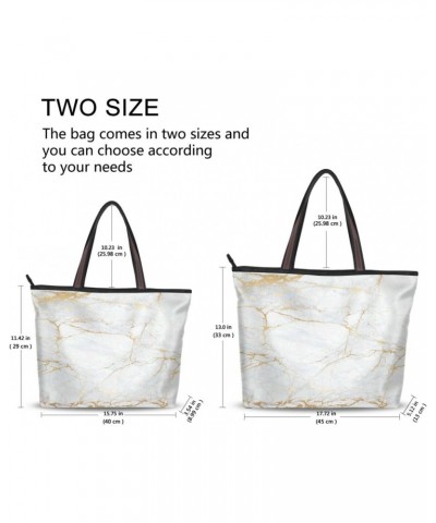 Womens Tote Bag, Gray Marble Golden Fluid Ladies Zip Shoulder Handbags $12.95 Shoulder Bags