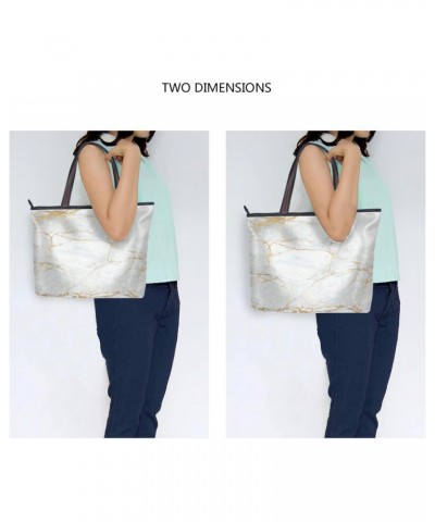 Womens Tote Bag, Gray Marble Golden Fluid Ladies Zip Shoulder Handbags $12.95 Shoulder Bags