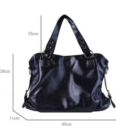 Women Casual Bag Stylish Leather Bag Plain Design Handbag Simple Retro Shoulder Bag Tote Bag with Adjustable Strap Black $11....