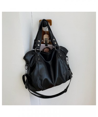 Women Casual Bag Stylish Leather Bag Plain Design Handbag Simple Retro Shoulder Bag Tote Bag with Adjustable Strap Black $11....