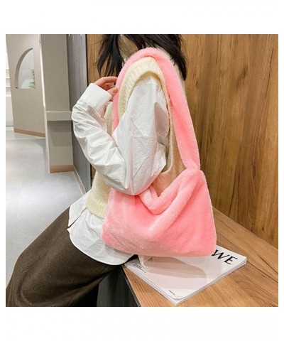 Y2K Fluffy Shoulder Bag Retro Classic Plush Purse Fluffy Clutch Shoulder Tote Handbag with Zipper Closure (Black) Pink $13.45...