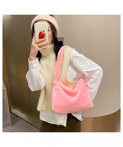 Y2K Fluffy Shoulder Bag Retro Classic Plush Purse Fluffy Clutch Shoulder Tote Handbag with Zipper Closure (Black) Pink $13.45...