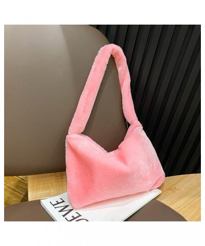 Y2K Fluffy Shoulder Bag Retro Classic Plush Purse Fluffy Clutch Shoulder Tote Handbag with Zipper Closure (Black) Pink $13.45...