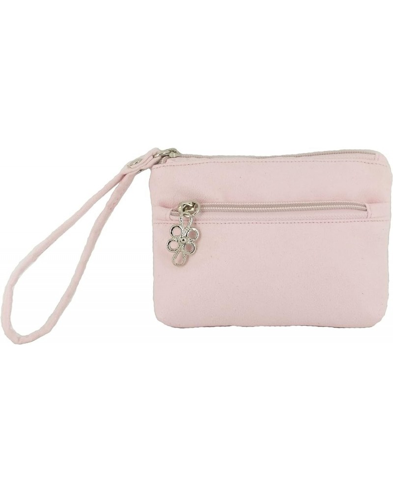 Womens Clutch Bag Wristlet Purse Baby Pink Faux Suede $17.09 Clutches