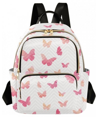 Pink Watercolor Butterfly Backpack Purse for Women Small Mini Women's Fashion Backpack for Lady Women Holiday Gifts,M Small $...