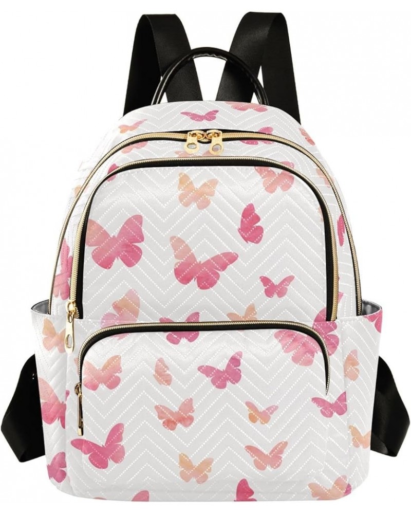 Pink Watercolor Butterfly Backpack Purse for Women Small Mini Women's Fashion Backpack for Lady Women Holiday Gifts,M Small $...