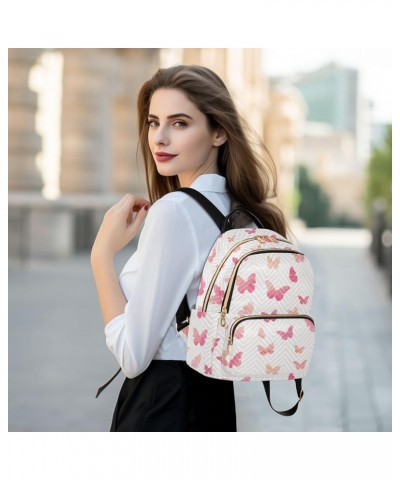 Pink Watercolor Butterfly Backpack Purse for Women Small Mini Women's Fashion Backpack for Lady Women Holiday Gifts,M Small $...