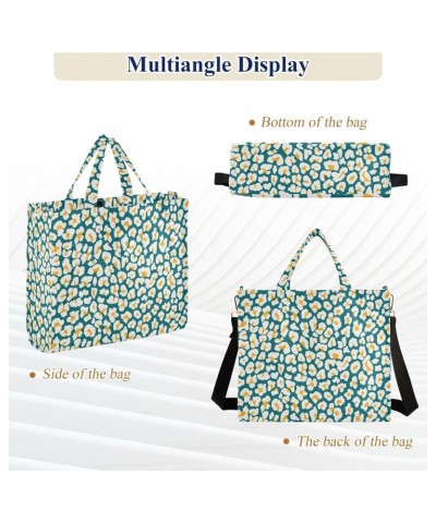 Corduroy Handbags for Women Tote Bags with Adjustable Strap Cute Leopard Shoulder Bag Casual Crossbody Bag Ladies Handbag Tot...