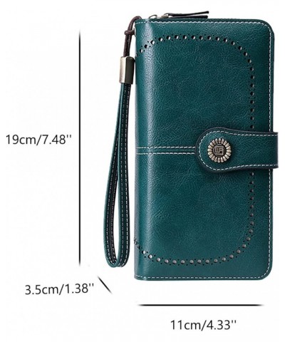 Women's RFID Antimagnetic Wallet European and American Wax Leather Wallet Large Capacity Handbag Youth Wallets for Boys (Grey...