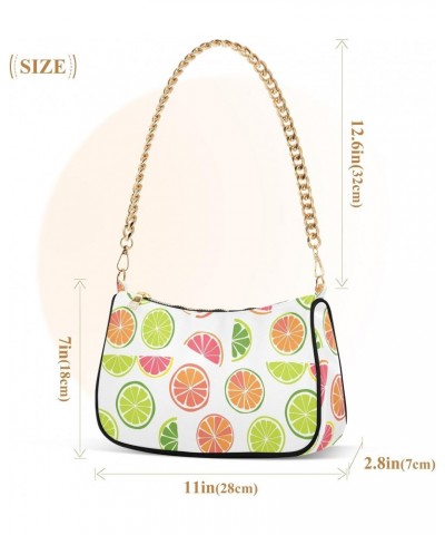 Colorful Lemon Print Clutch Shoulder Bag for Women, Hobo Tote Handbag with Gold Chain, Crossbody Bag with Zipper Closure $13....