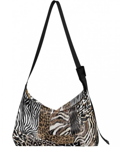 Casual Shoulder Bag Crossbody Animals Skin Pattern Hobo Handbag Purses with Wide Shoulder Strap Animal Prints Set Trendy Larg...