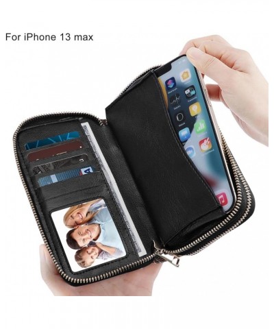 Cellphone Wallet for Women Dual Zipper Long Purse with Removable Wristlet Coffee Flower $14.39 Wristlets