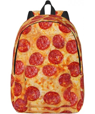 3d Pizza Pepperoni Print Unisex Canvas Backpack Cute Backpack For Travel Sports Casual Aesthetic Backpack Black Medium $16.98...