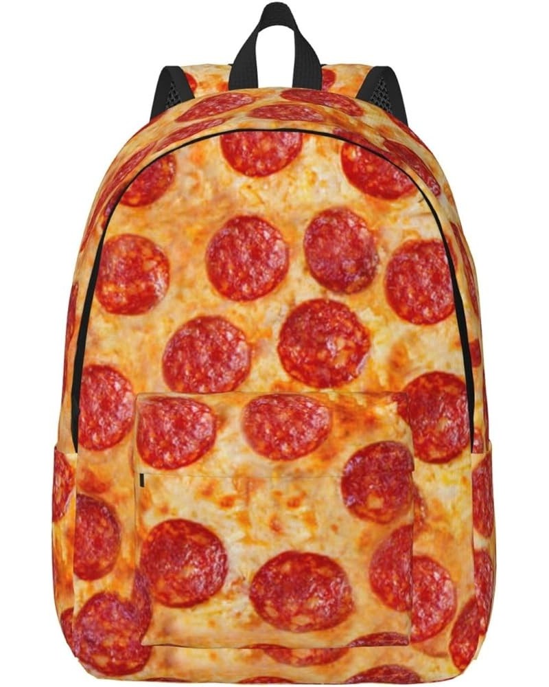 3d Pizza Pepperoni Print Unisex Canvas Backpack Cute Backpack For Travel Sports Casual Aesthetic Backpack Black Medium $16.98...