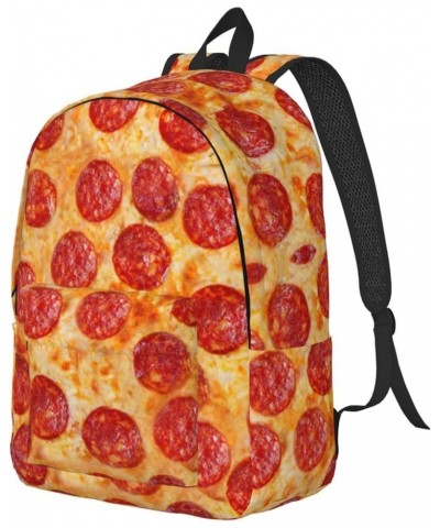 3d Pizza Pepperoni Print Unisex Canvas Backpack Cute Backpack For Travel Sports Casual Aesthetic Backpack Black Medium $16.98...