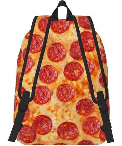 3d Pizza Pepperoni Print Unisex Canvas Backpack Cute Backpack For Travel Sports Casual Aesthetic Backpack Black Medium $16.98...