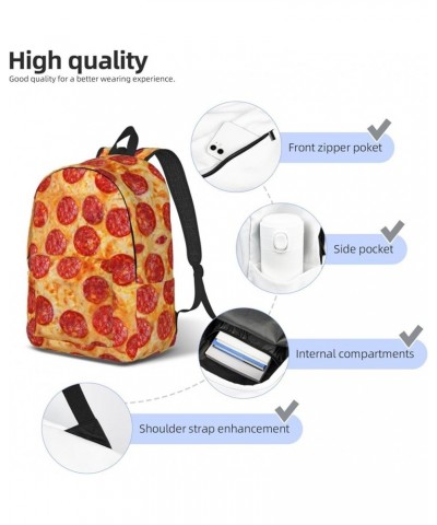 3d Pizza Pepperoni Print Unisex Canvas Backpack Cute Backpack For Travel Sports Casual Aesthetic Backpack Black Medium $16.98...