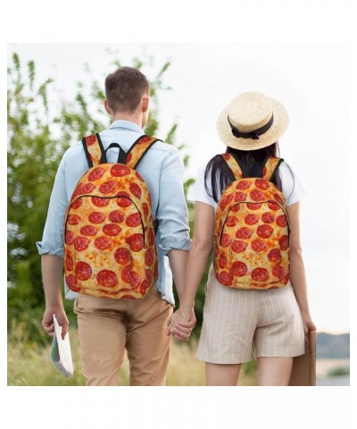 3d Pizza Pepperoni Print Unisex Canvas Backpack Cute Backpack For Travel Sports Casual Aesthetic Backpack Black Medium $16.98...