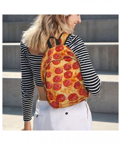 3d Pizza Pepperoni Print Unisex Canvas Backpack Cute Backpack For Travel Sports Casual Aesthetic Backpack Black Medium $16.98...