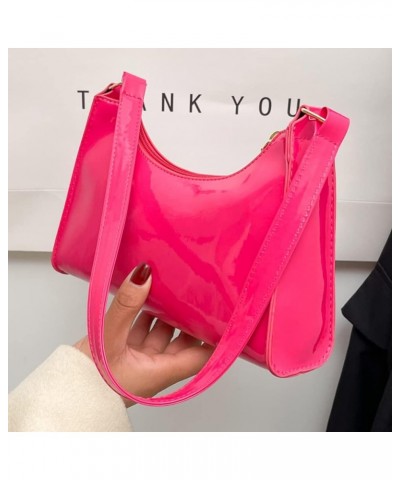 Women Handbags PU Leather Women Shopping Bag Fashion Solid Color Portable Exquisite Simple Bright Face for Work Rose Red $7.0...