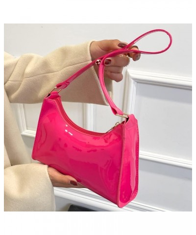 Women Handbags PU Leather Women Shopping Bag Fashion Solid Color Portable Exquisite Simple Bright Face for Work Rose Red $7.0...