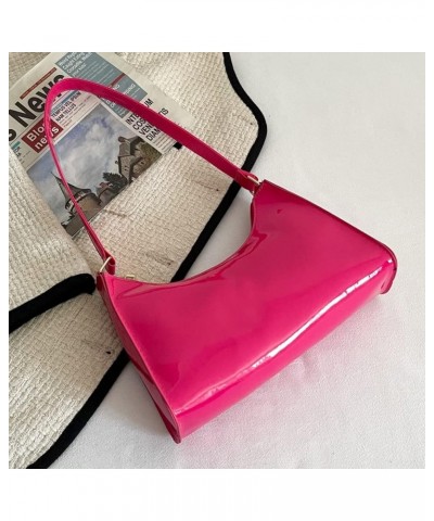 Women Handbags PU Leather Women Shopping Bag Fashion Solid Color Portable Exquisite Simple Bright Face for Work Rose Red $7.0...