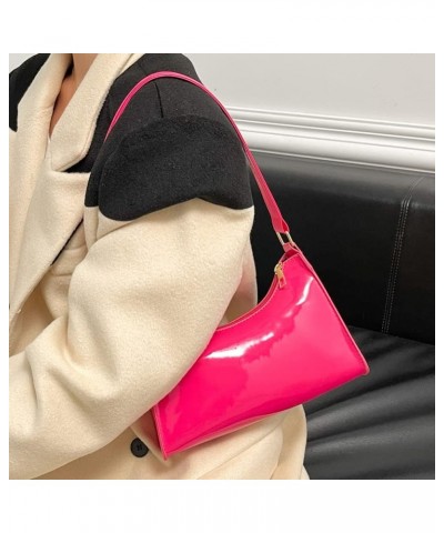 Women Handbags PU Leather Women Shopping Bag Fashion Solid Color Portable Exquisite Simple Bright Face for Work Rose Red $7.0...