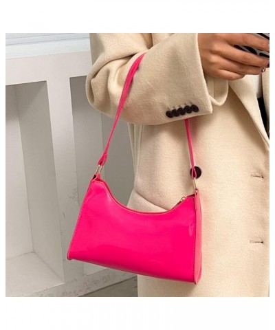 Women Handbags PU Leather Women Shopping Bag Fashion Solid Color Portable Exquisite Simple Bright Face for Work Rose Red $7.0...