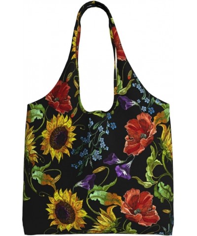 Sunflowers Single Shoulder Commuter Canvas Tote Bags For Women And Men Sunflowers 21 $11.87 Totes