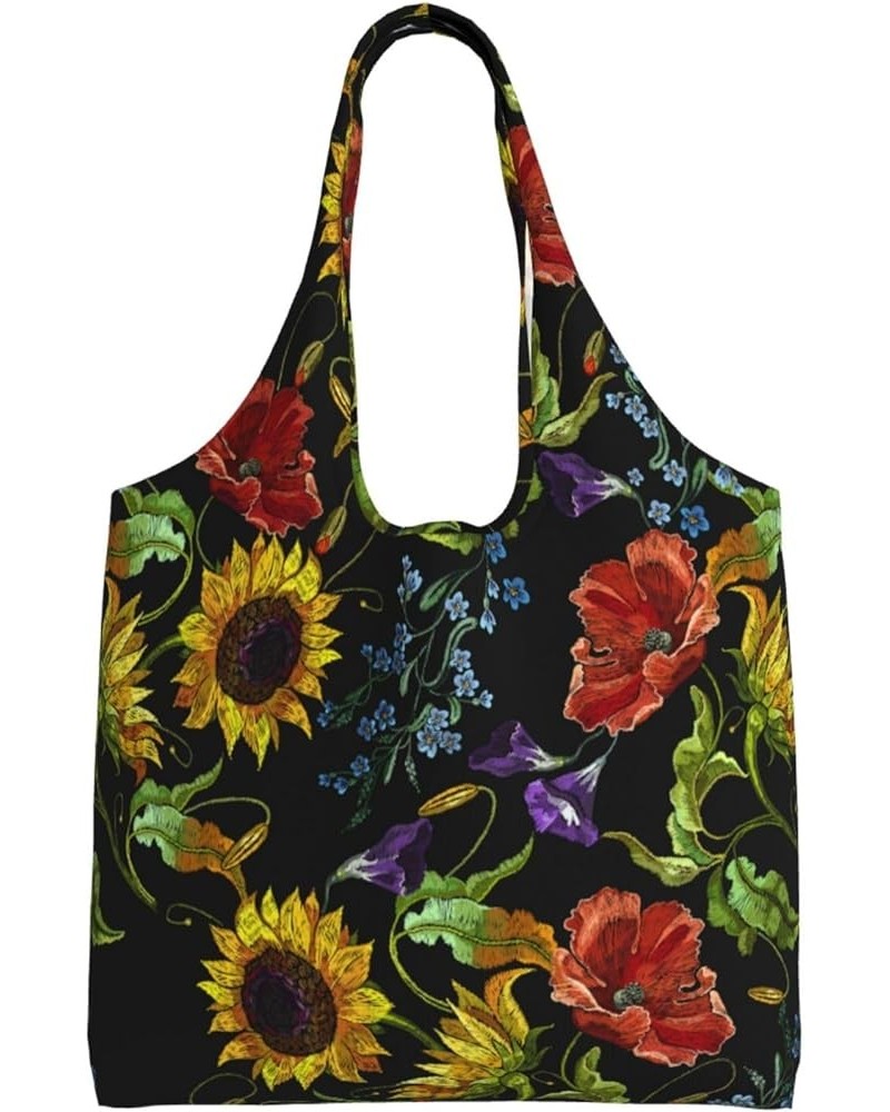 Sunflowers Single Shoulder Commuter Canvas Tote Bags For Women And Men Sunflowers 21 $11.87 Totes