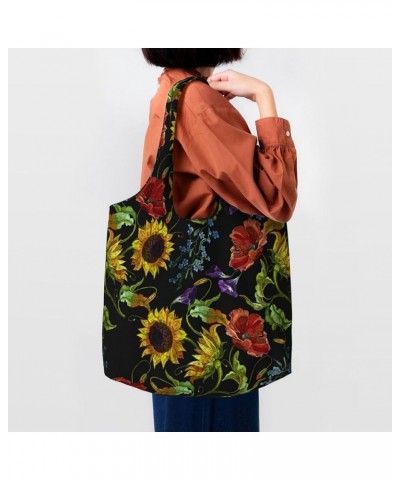 Sunflowers Single Shoulder Commuter Canvas Tote Bags For Women And Men Sunflowers 21 $11.87 Totes